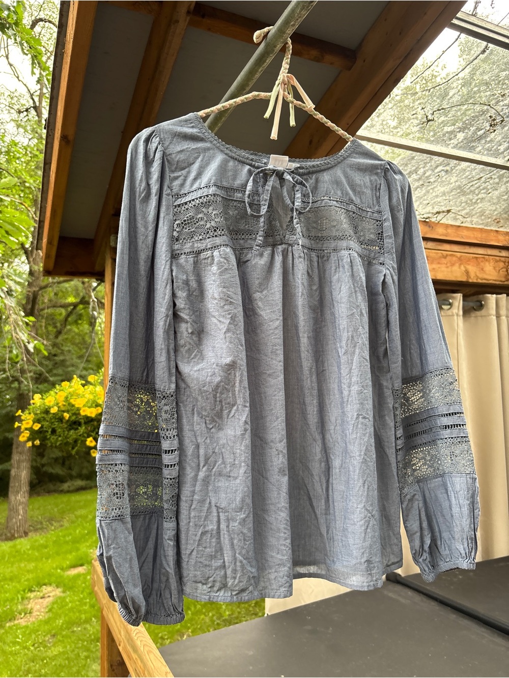 GAP Light Blue Peasant Lace Blouse